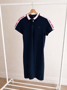 Tommy Hilfiger Navy Polo Dress with White and Red Trim
